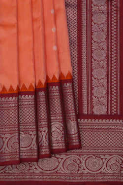 Image of Gadwal Silk Peach Saree