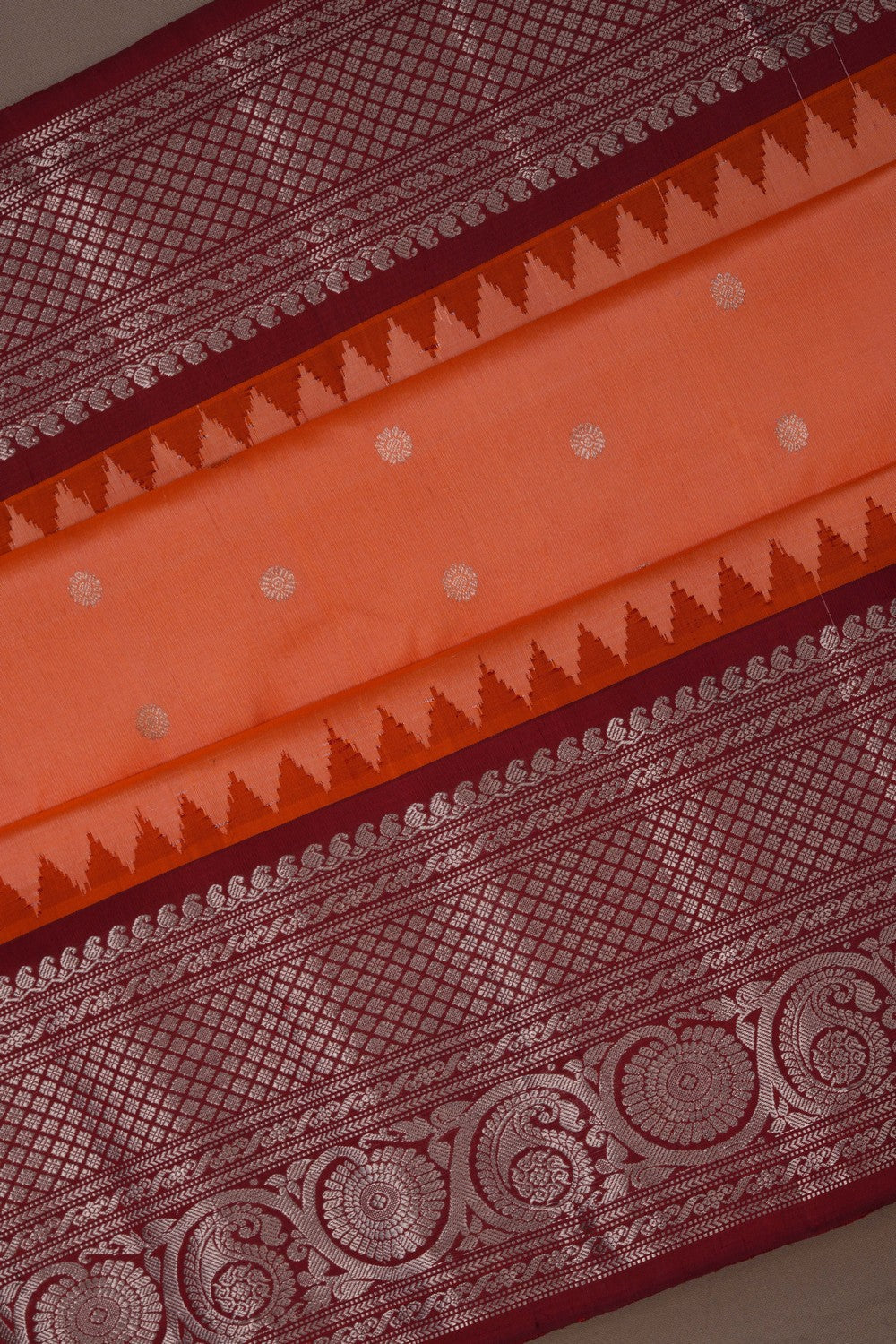 Gadwal Silk Peach Saree