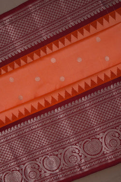 Image of Gadwal Silk Peach Saree