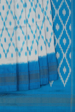 Image of Pochampally Ikat Silk White Saree