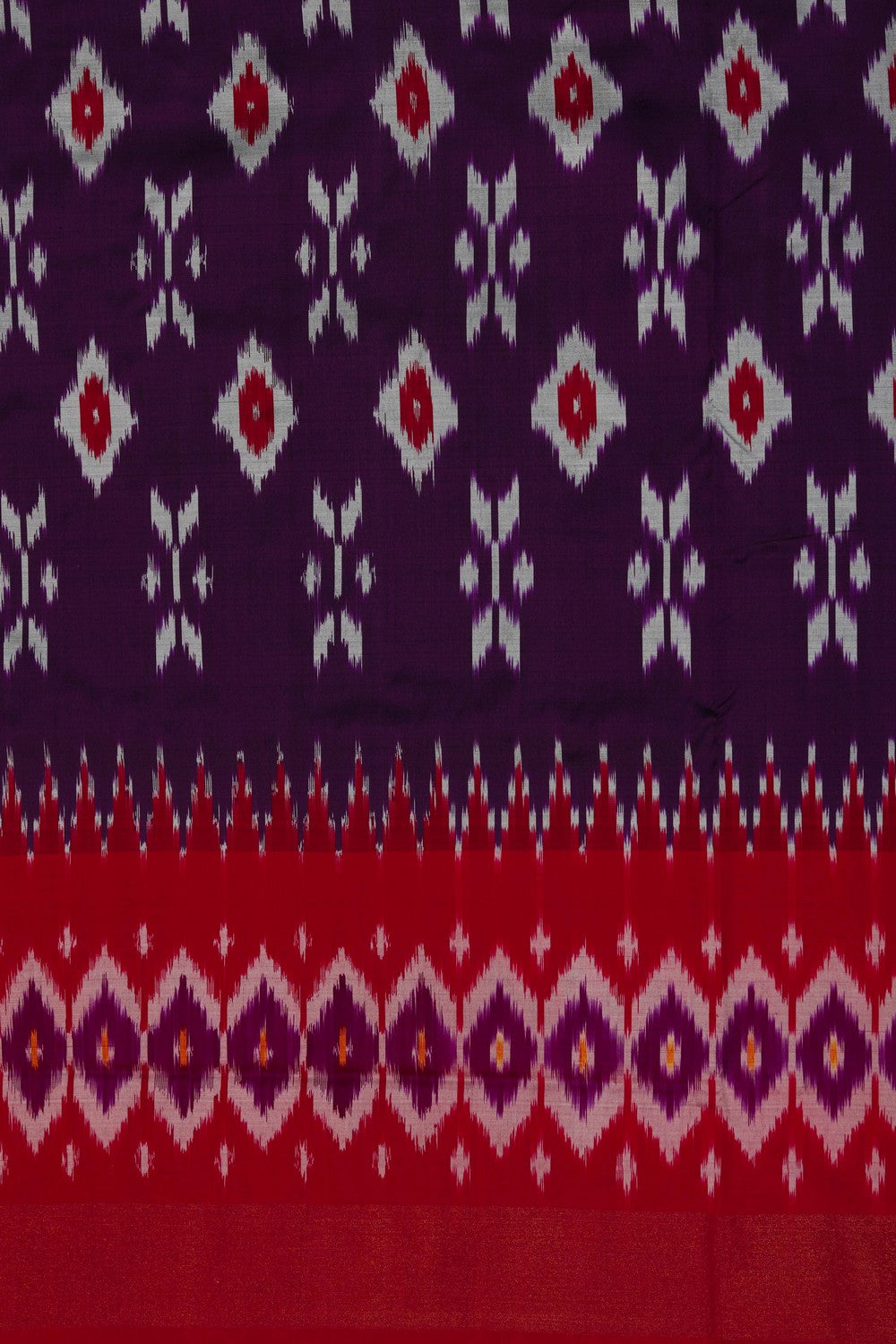 Pochampally Ikat Silk Violet Saree