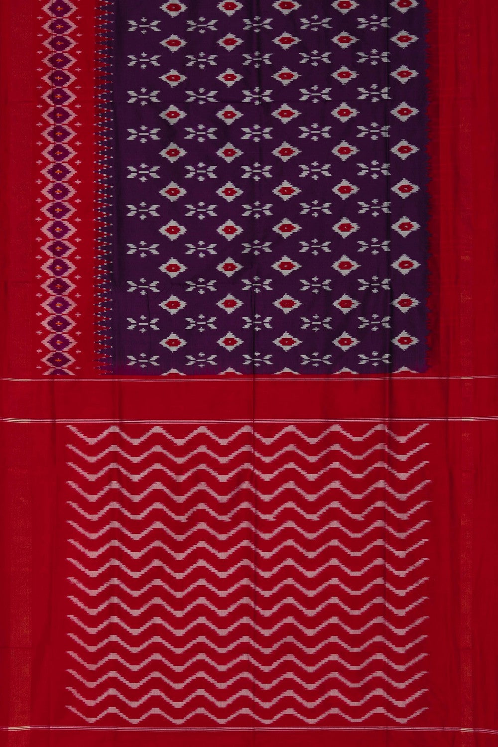 Pochampally Ikat Silk Violet Saree