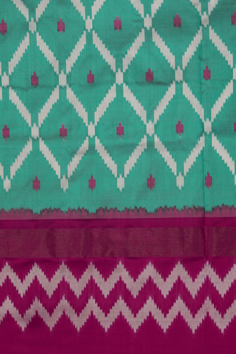 Image of Pochampally Ikat Silk Sea Green Saree