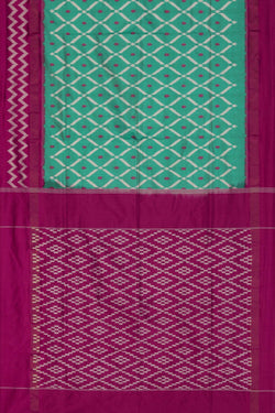 Image of Pochampally Ikat Silk Sea Green Saree