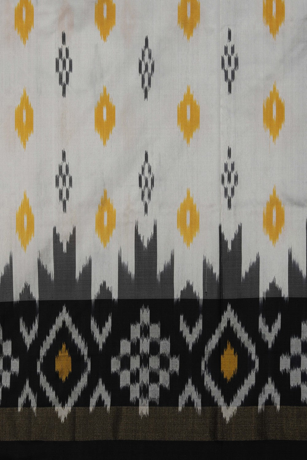 Image of Pochampally Ikat Silk White Saree