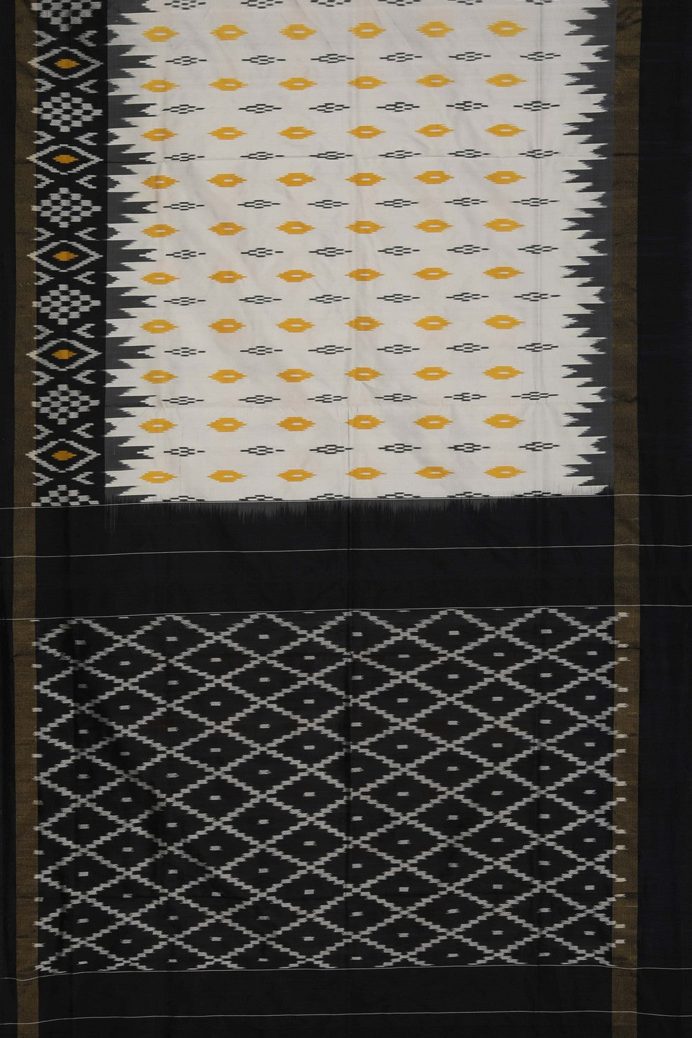 Pochampally Ikat Silk White Saree