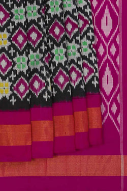 Image of Pochampally Ikat Silk Black Saree