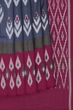 Image of Pochampally Ikat Silk Grey Saree