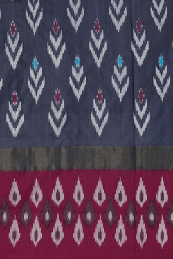 Image of Pochampally Ikat Silk Grey Saree