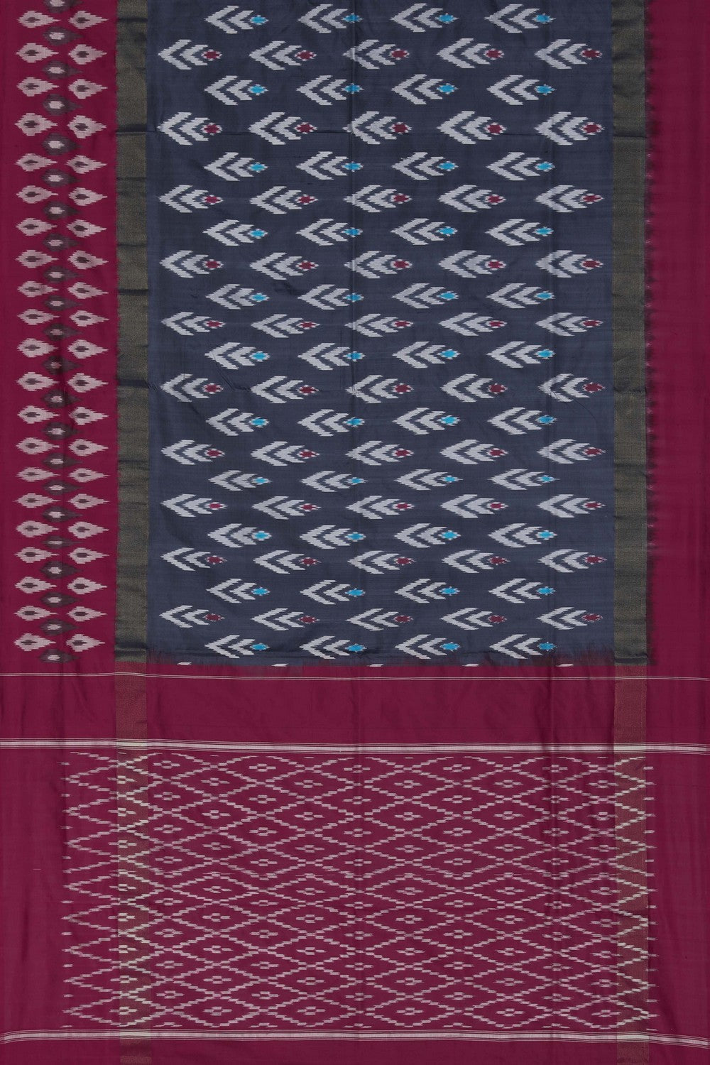 Pochampally Ikat Silk Grey Saree