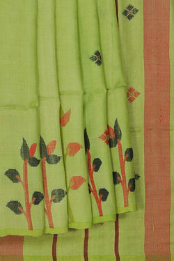 Image of The Dhakai Jamdani Craft Green Saree