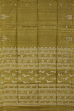 Image of The Dhakai Jamdani Craft Green Saree