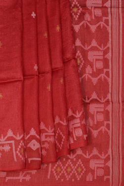Image of The Dhakai Jamdani Craft Red Saree