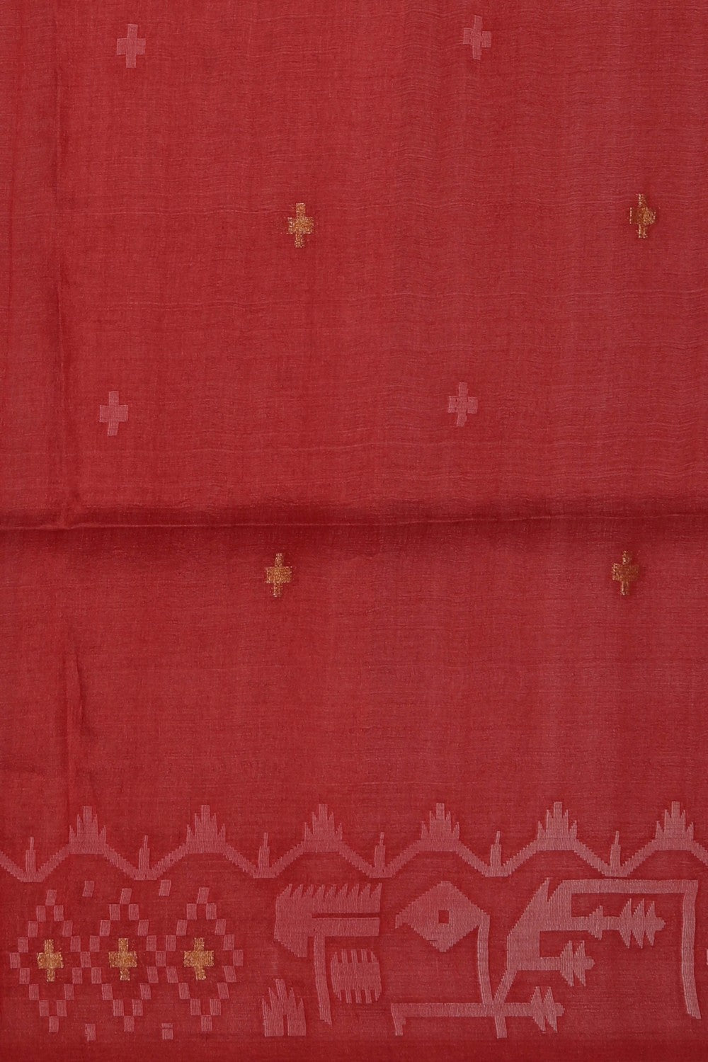 The Dhakai Jamdani Craft Red Saree