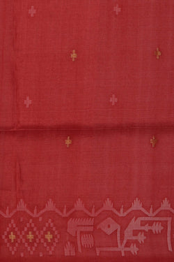 Image of The Dhakai Jamdani Craft Red Saree