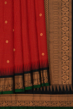 Image of Gadwal Silk Red Saree