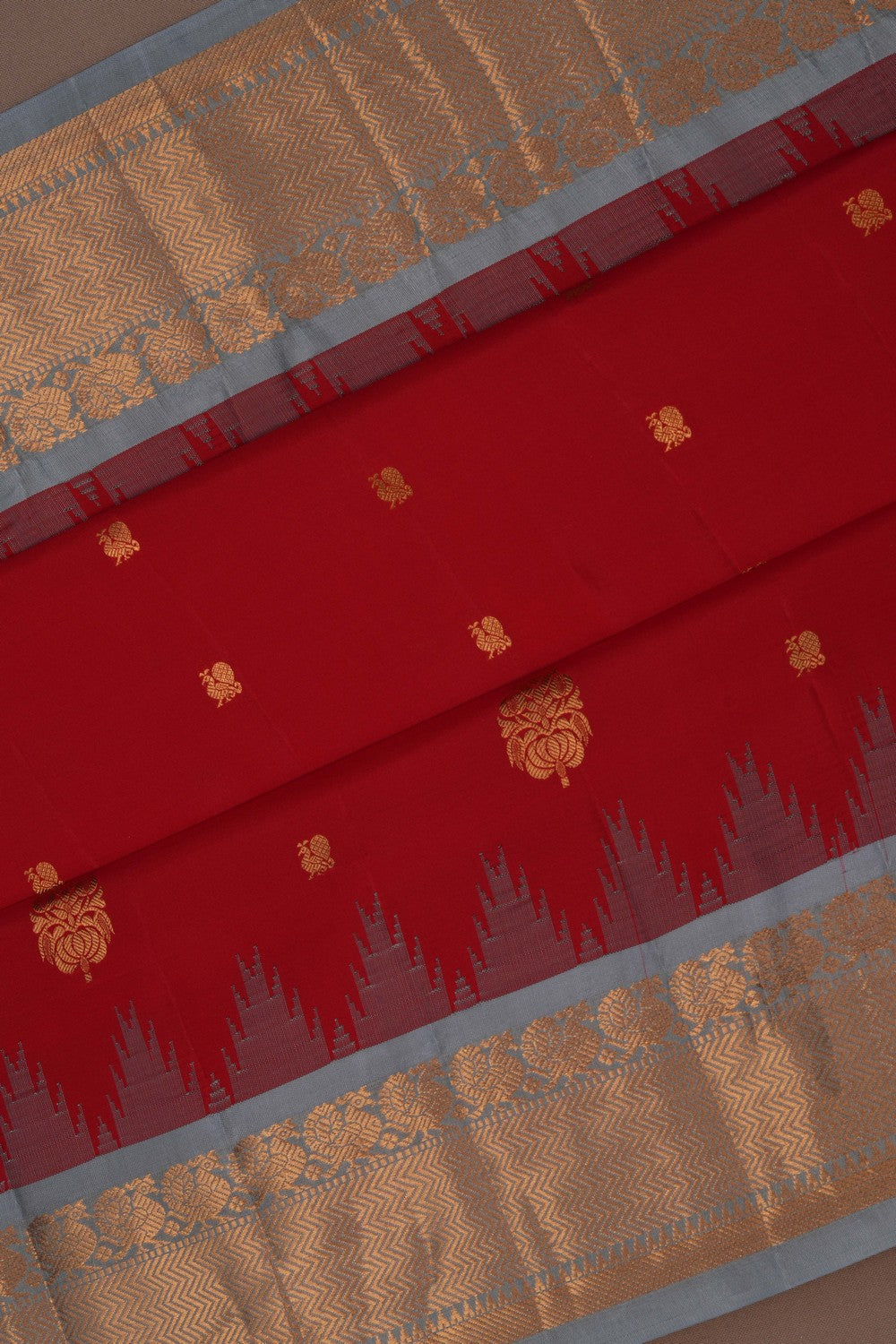 Image of Gadwal Silk Red Saree