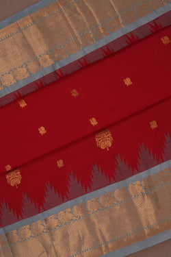 Image of Gadwal Silk Red Saree