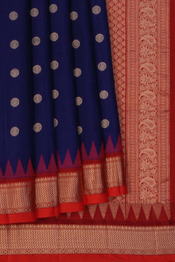Image of Gadwal Silk Indigo Blue Saree