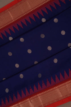 Image of Gadwal Silk Indigo Blue Saree