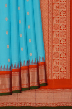 Image of Gadwal Silk Ice Blue Saree
