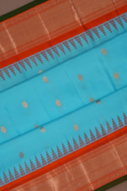 Image of Gadwal Silk Ice Blue Saree