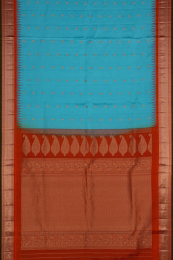 Image of Gadwal Silk Ice Blue Saree