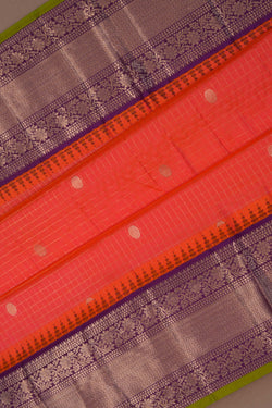 Image of Gadwal Silk Fuchsia Pink Saree