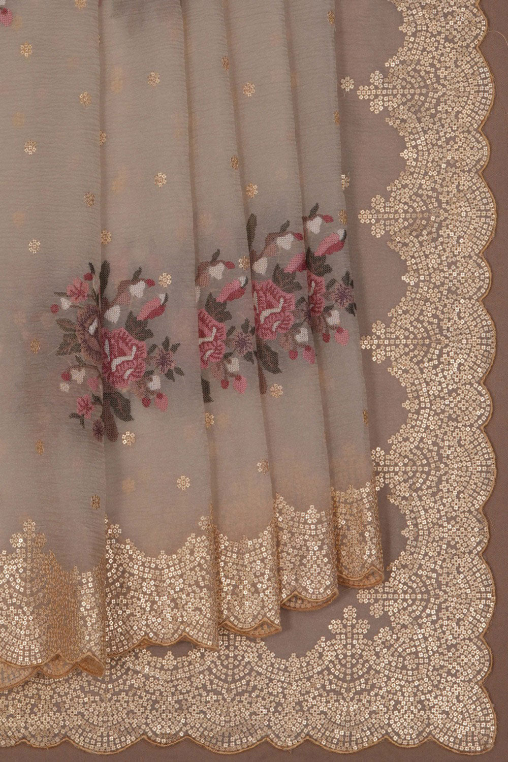 Image of Crush Silk Beige Saree