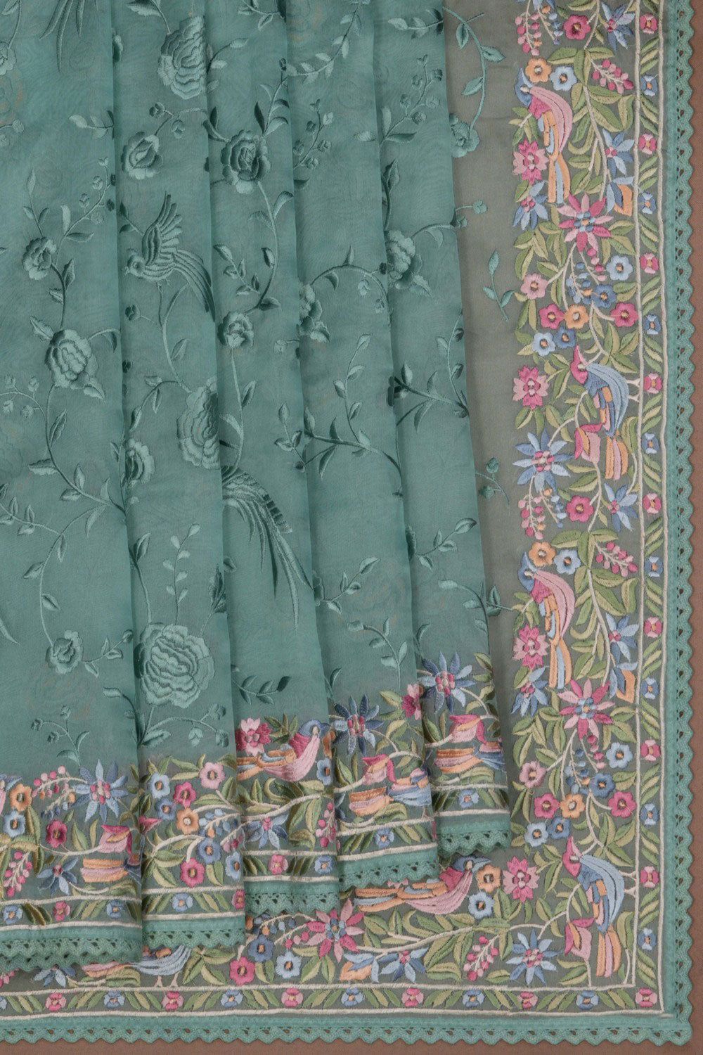 Image of Kora Silk Teal Blue Saree