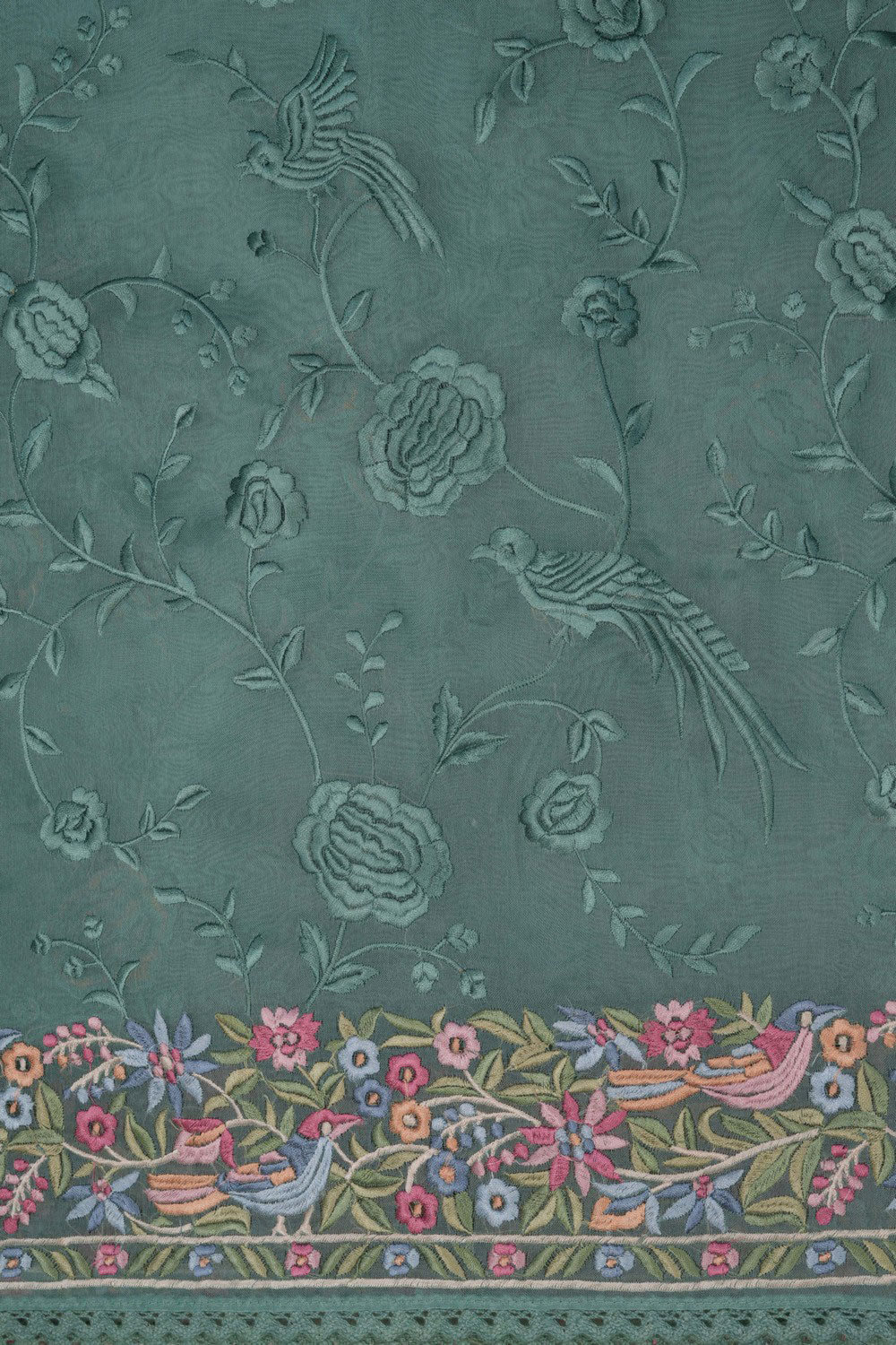 Image of Kora Silk Teal Blue Saree