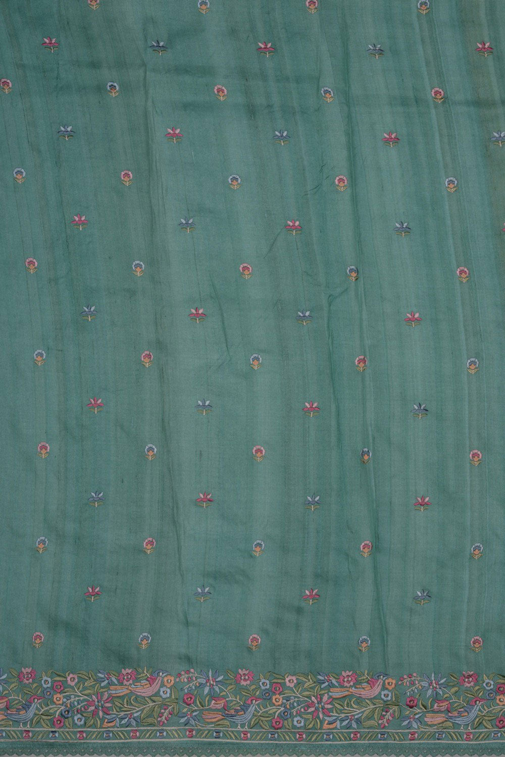 Kora Silk Teal Blue Saree