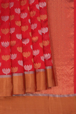Image of Chanderi Silk Red Saree