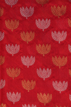 Image of Chanderi Silk Red Saree
