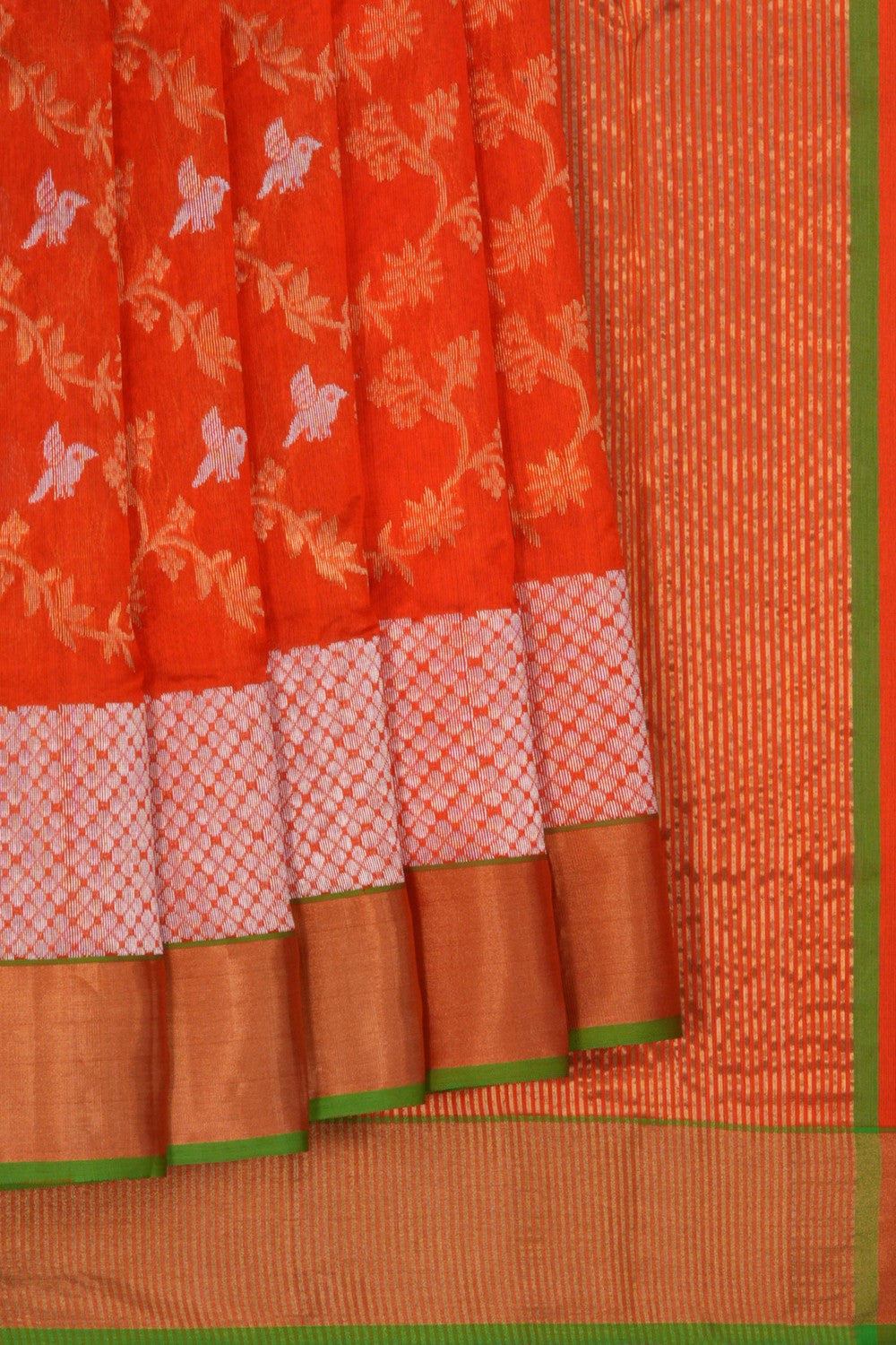 Image of Chanderi Silk Orange Saree
