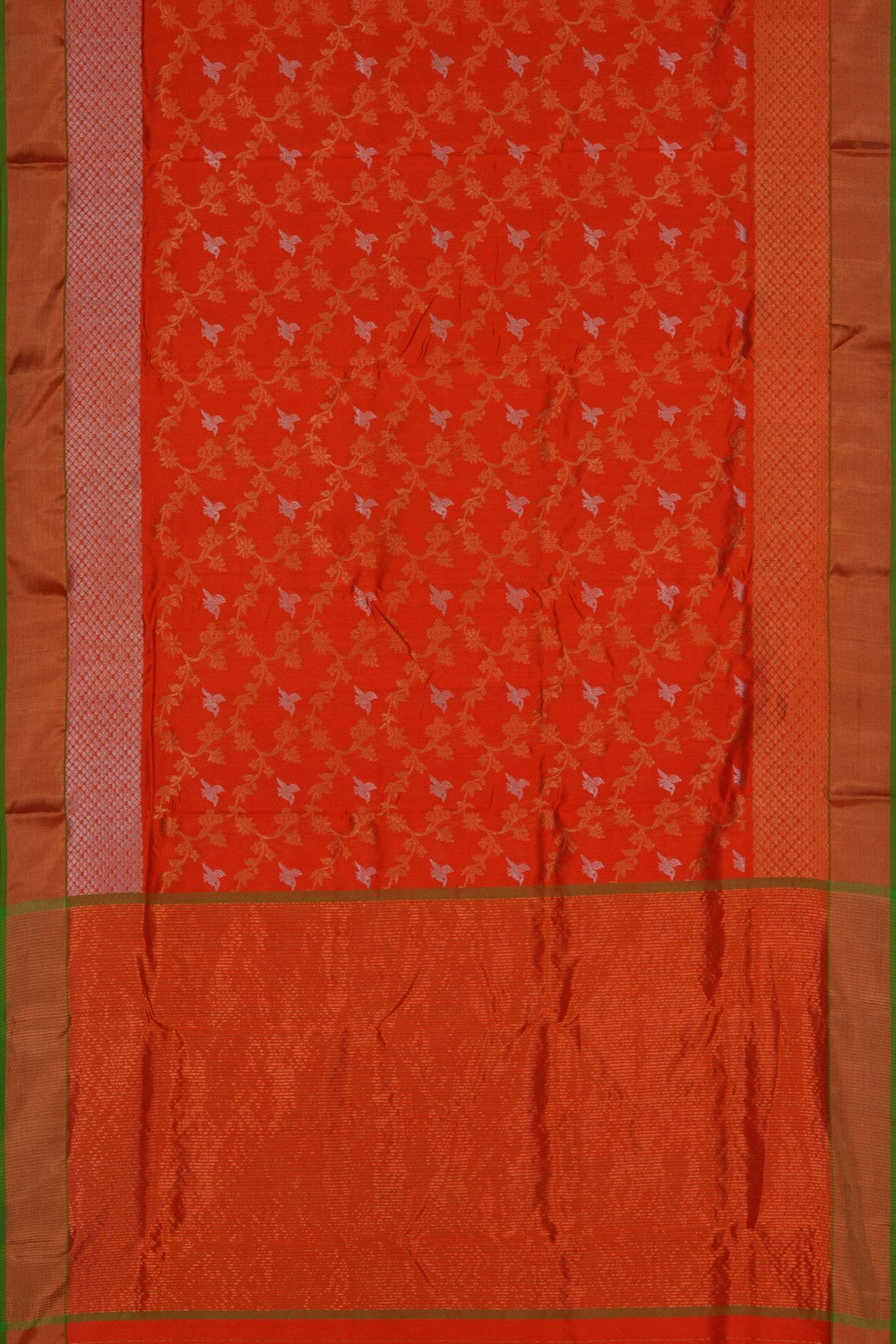 Image of Chanderi Silk Orange Saree
