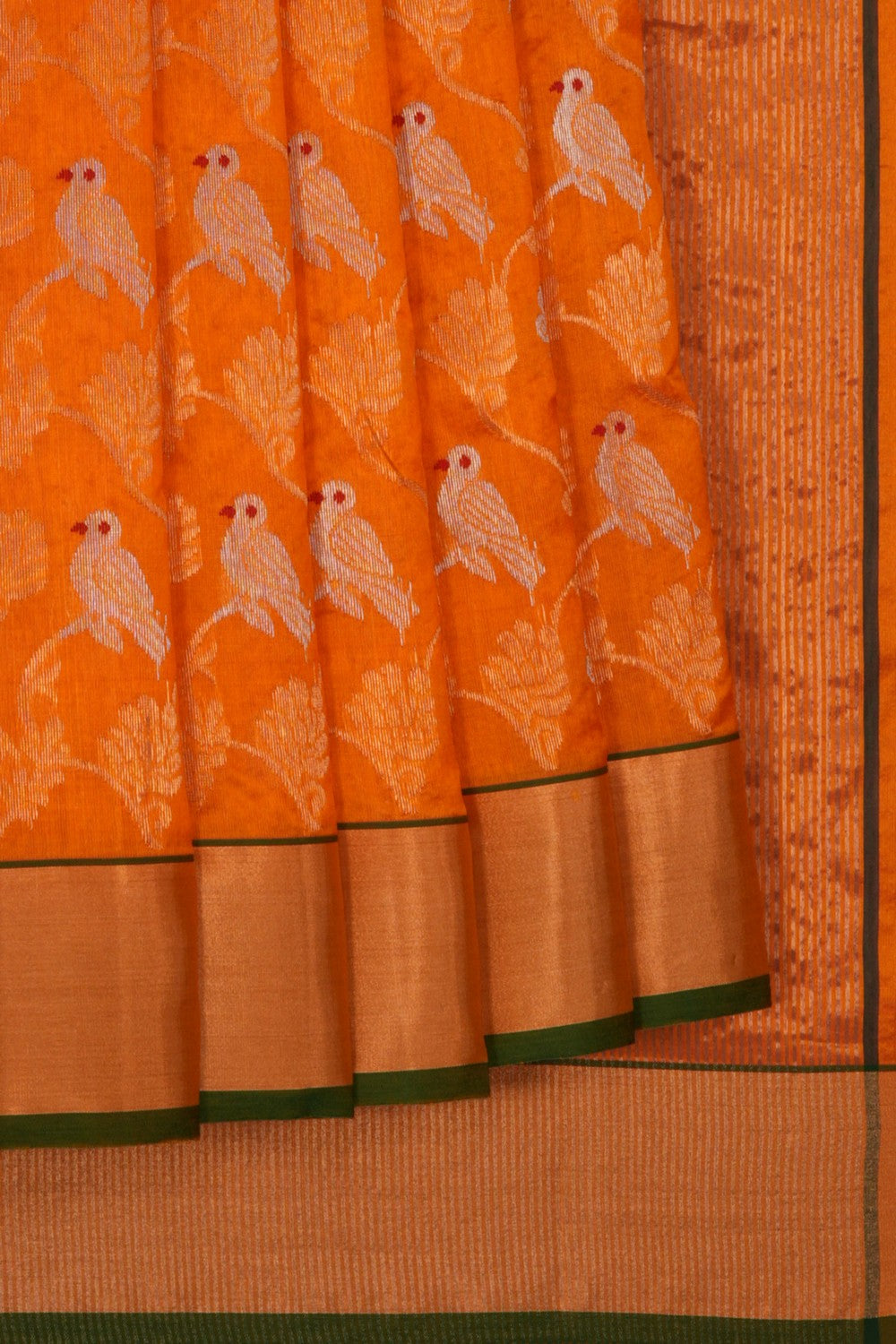 Image of Chanderi Silk Orange Saree