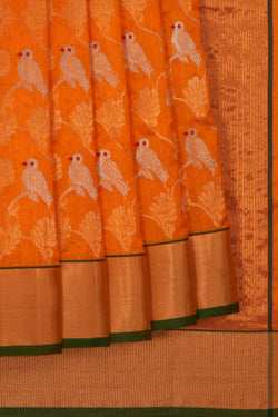 Image of Chanderi Silk Orange Saree