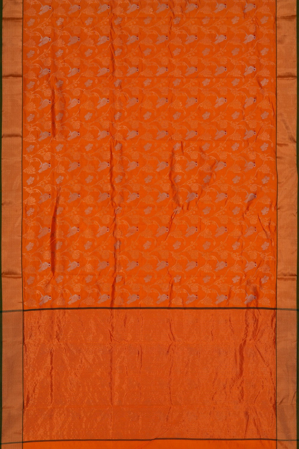 Image of Chanderi Silk Orange Saree