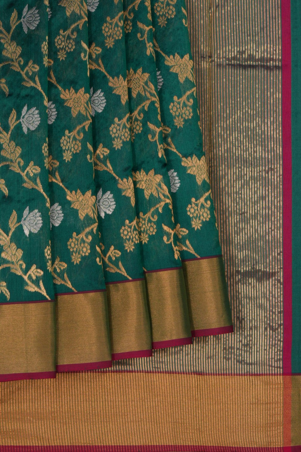 Chanderi Silk Teal Green Saree