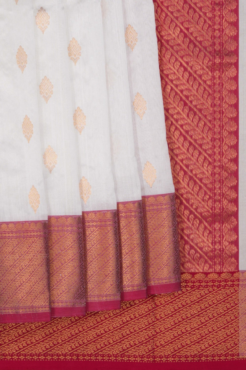 Chanderi Silk White Saree