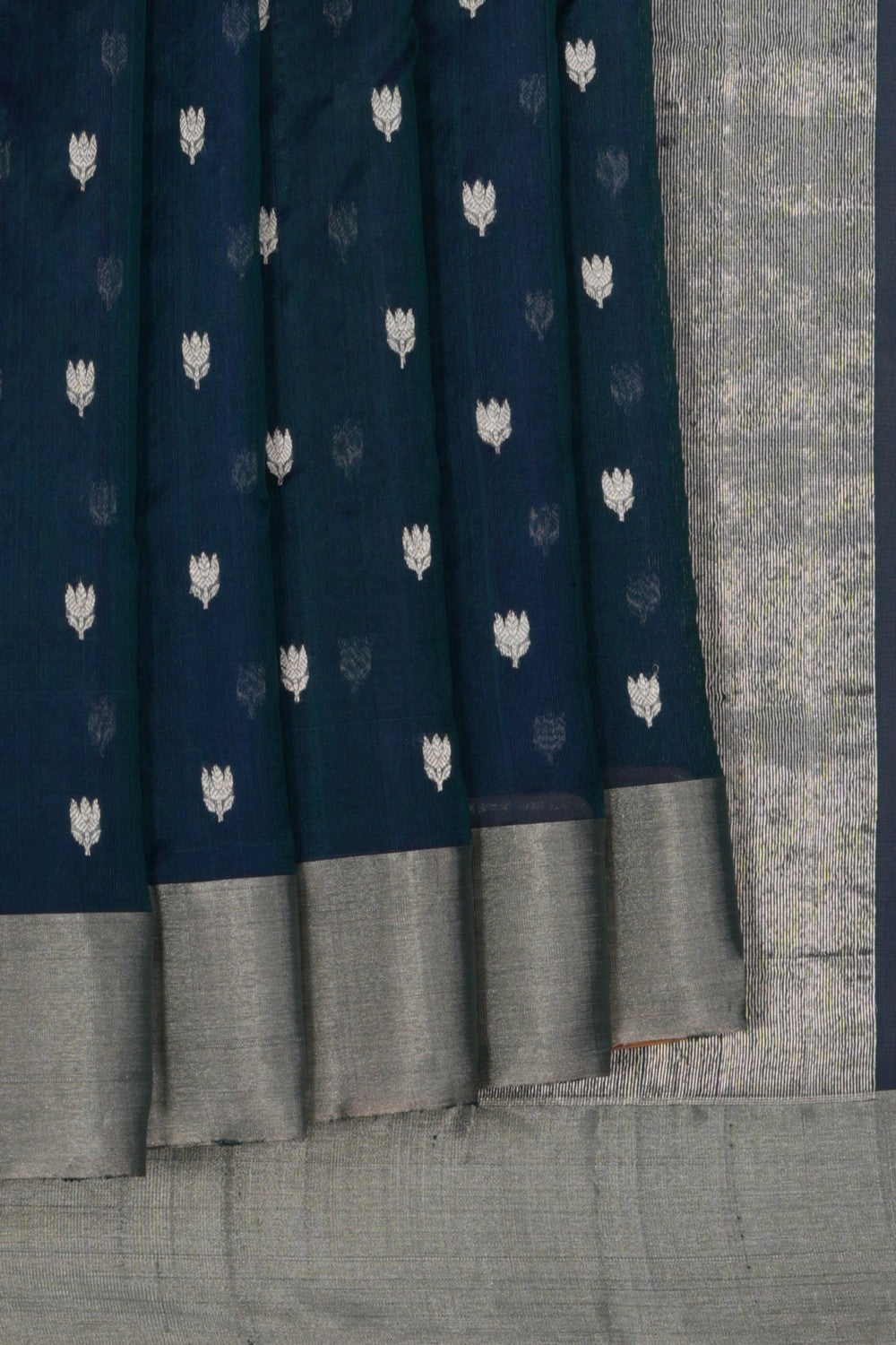 Chanderi Tissue Silk Peacock Blue Saree