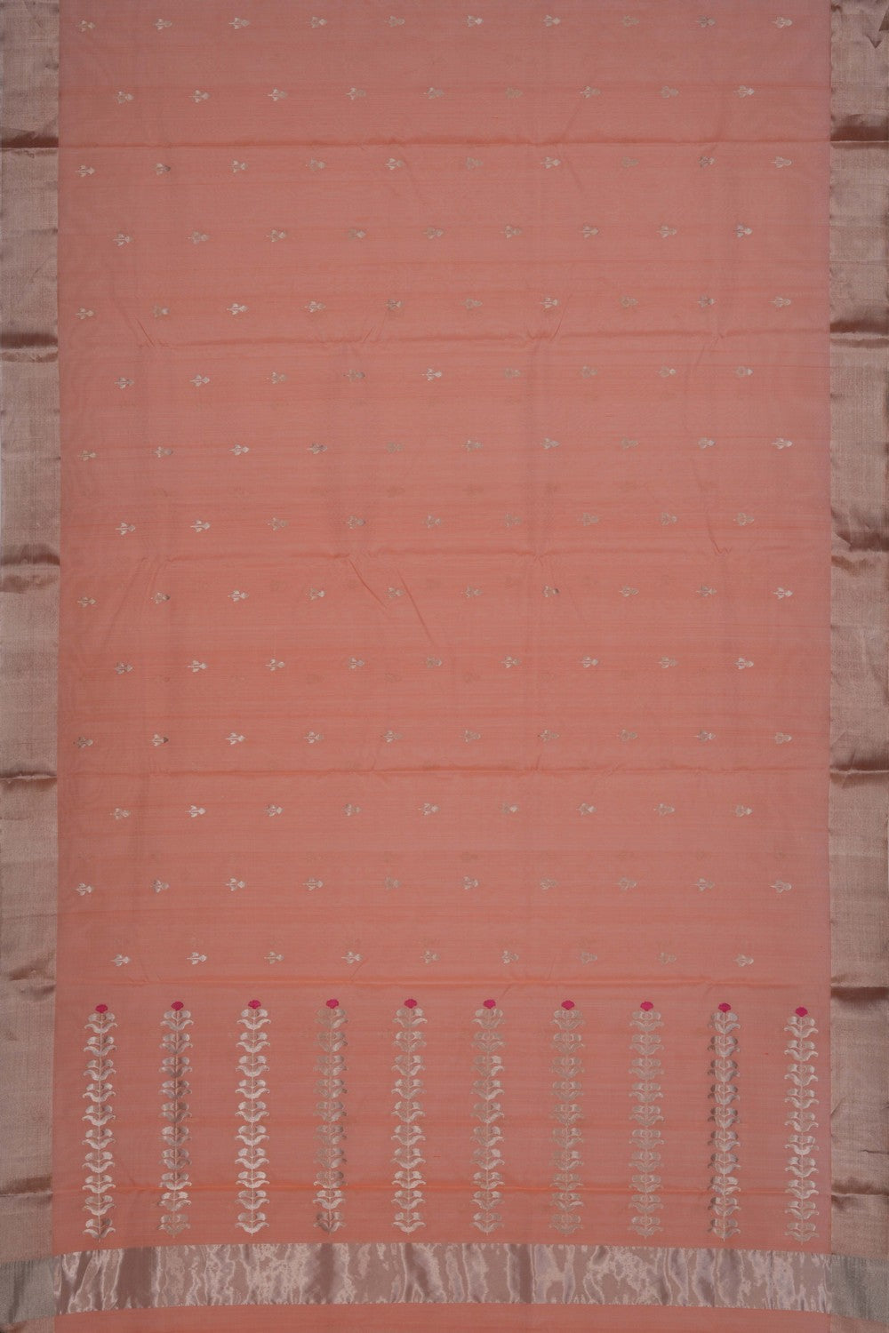 Image of Chanderi Kora Silk Peach Saree