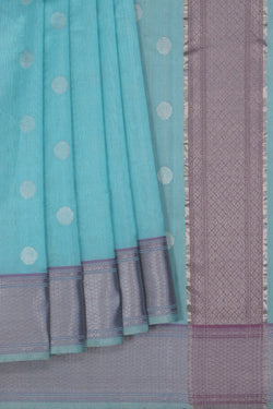 Image of Chanderi Tissue Silk Ice Blue Saree