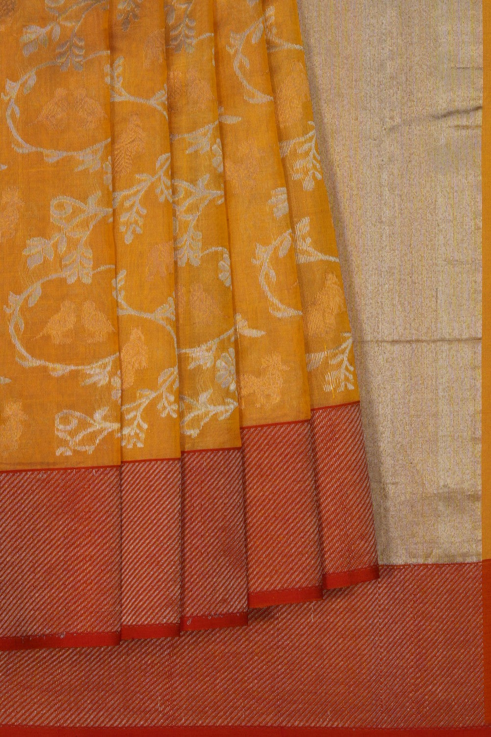 Image of Chanderi Tissue Silk Yellow Saree