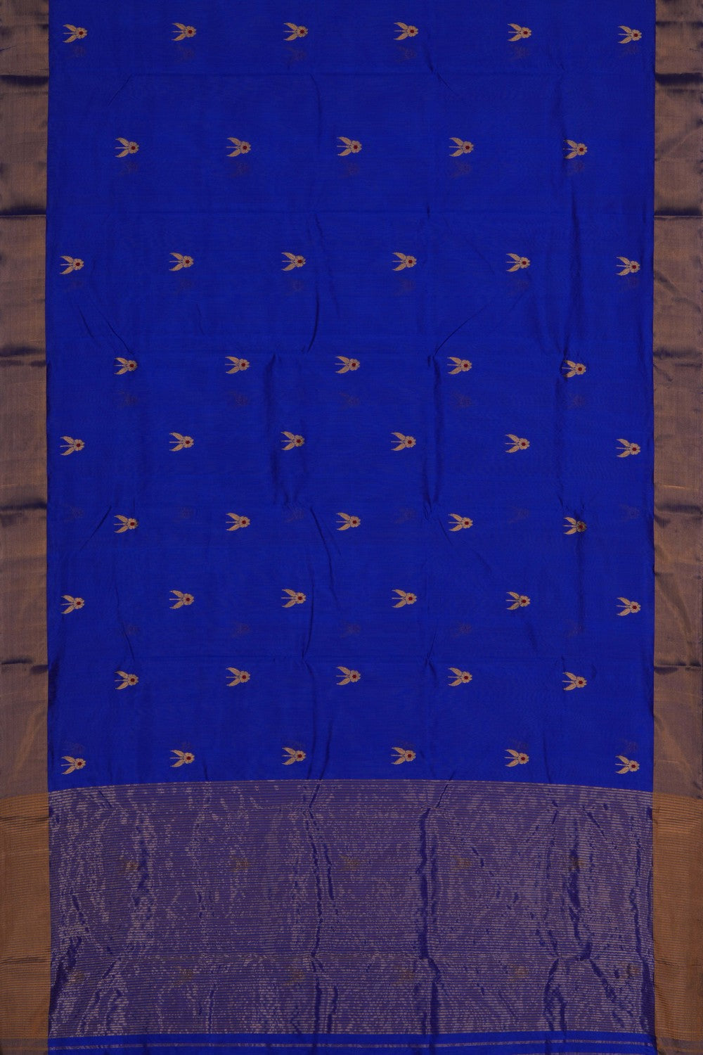 Image of Chanderi Tissue Silk Royal Blue Saree