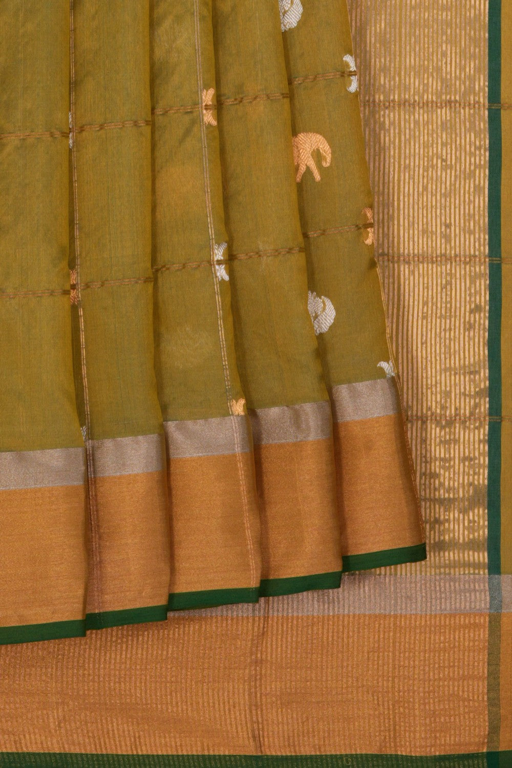 Image of Chanderi Tissue Silk Green Saree