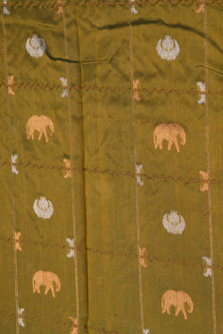 Image of Chanderi Tissue Silk Green Saree