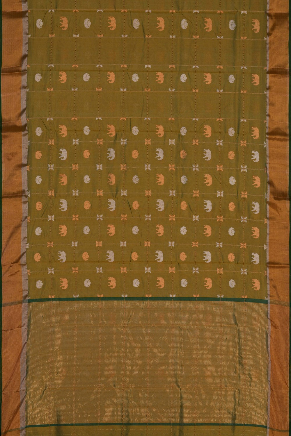 Image of Chanderi Tissue Silk Green Saree