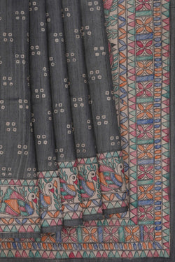 Image of Tussar Silk Grey Saree